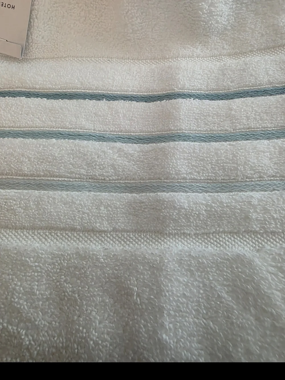 Hotel Collection White Towel with Light Blue Stripes